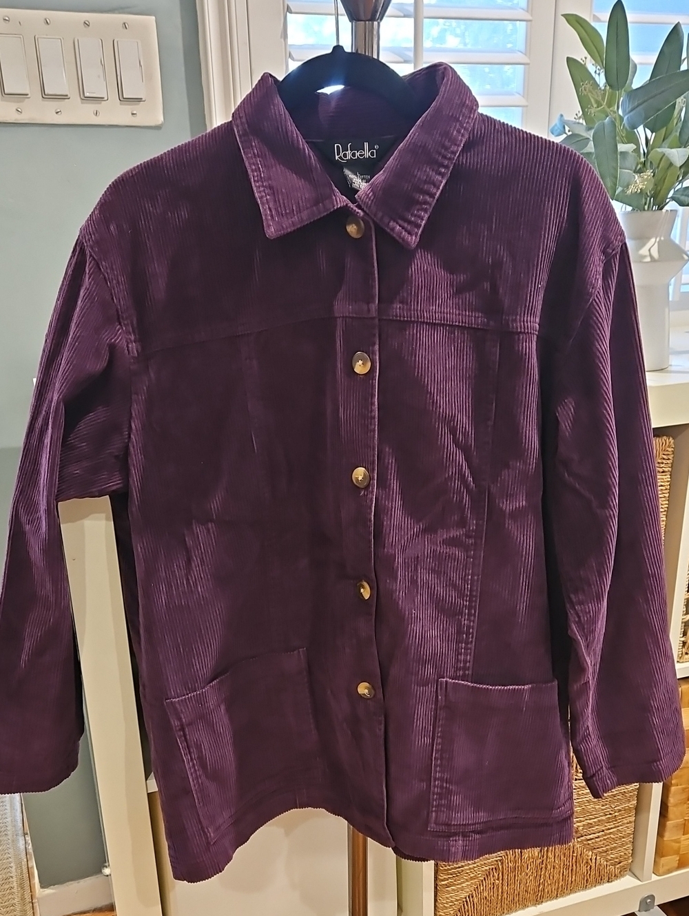 Rafaella Deep Purple Corduroy Button Jacket 0050